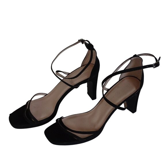 Chinese Laundry Black Suede Strappy Block Heels Sandals Women Size 11 42.5 - Picture 3 of 9